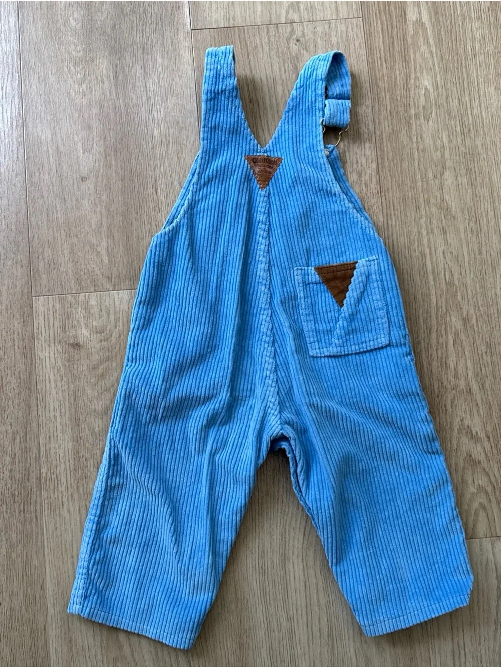 OshKosh B'gosh Light Blue Corduroy Overalls with Brown Trim